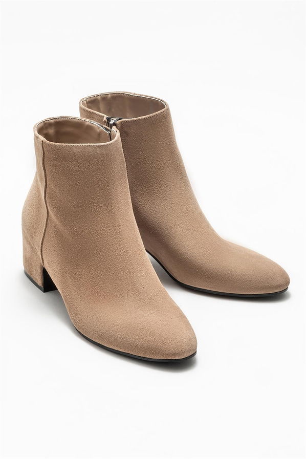 Vizon deri topuklu kadın bot - Elle Shoes