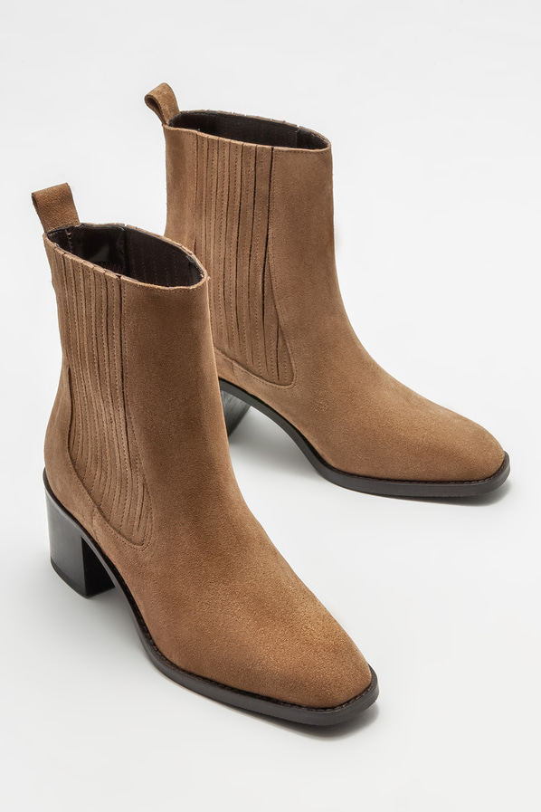 Vizon deri topuklu kadın bot - Elle Shoes