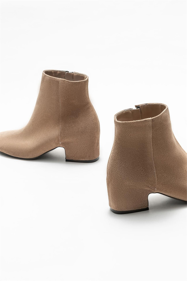 Vizon deri topuklu kadın bot - Elle Shoes
