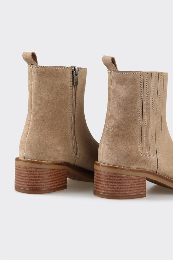 Vizon deri bağcıklı topuklu kadın bot, klasik stil için - Elle Shoes