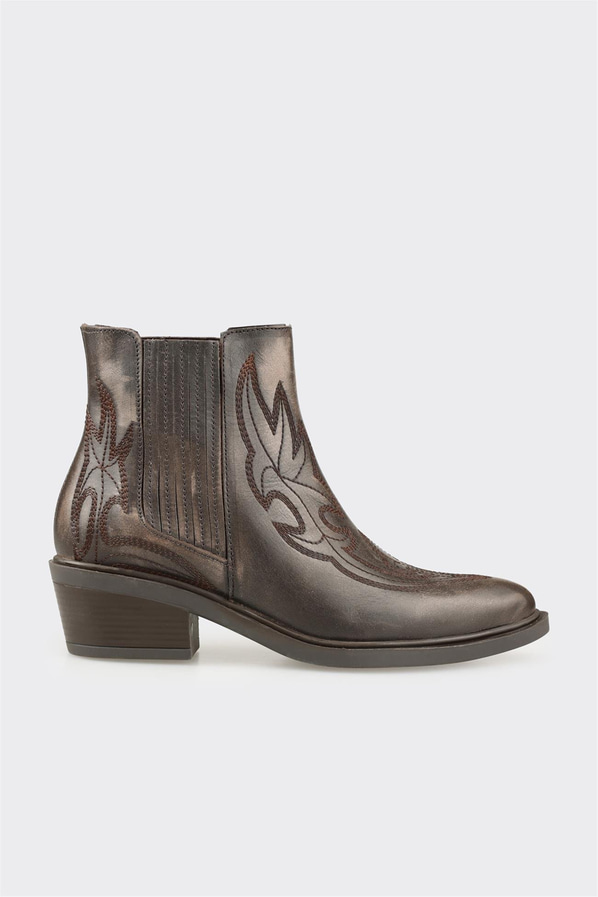 Vizon Deri Kadın Western Bot