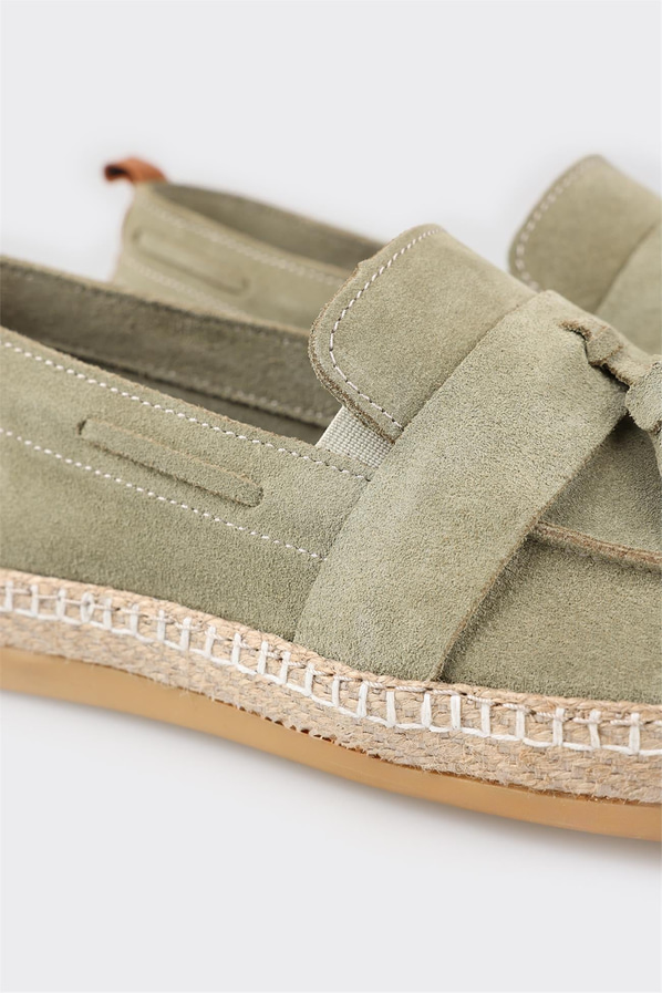 Yeşil deri erkek espadril - Elle Shoes
