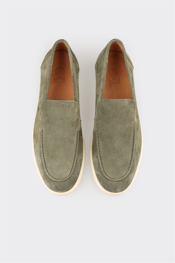 Yeşil deri erkek loafer, günlük kullanım için - Elle Shoes