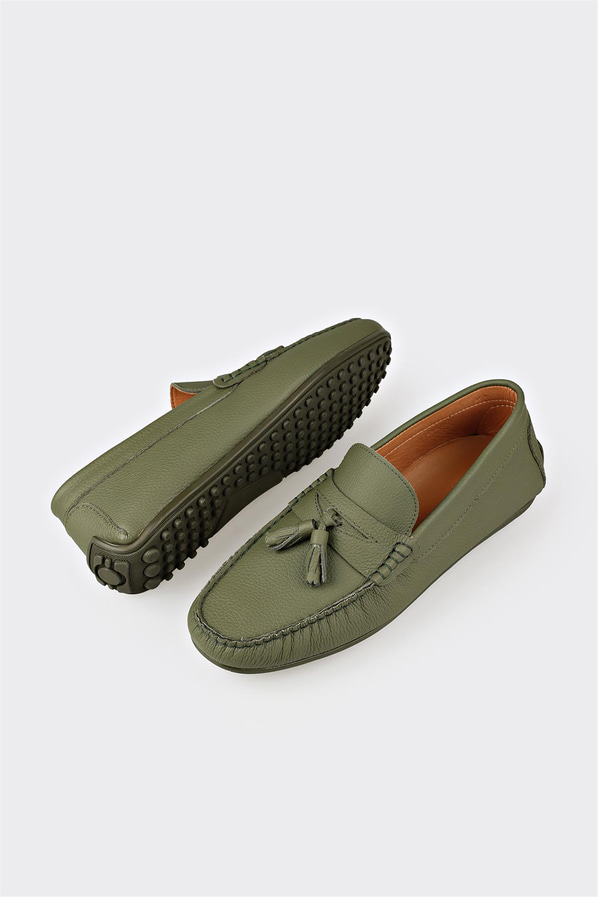 Yeşil deri erkek günlük ayakkabı, günlük kullanım için - Elle Shoes