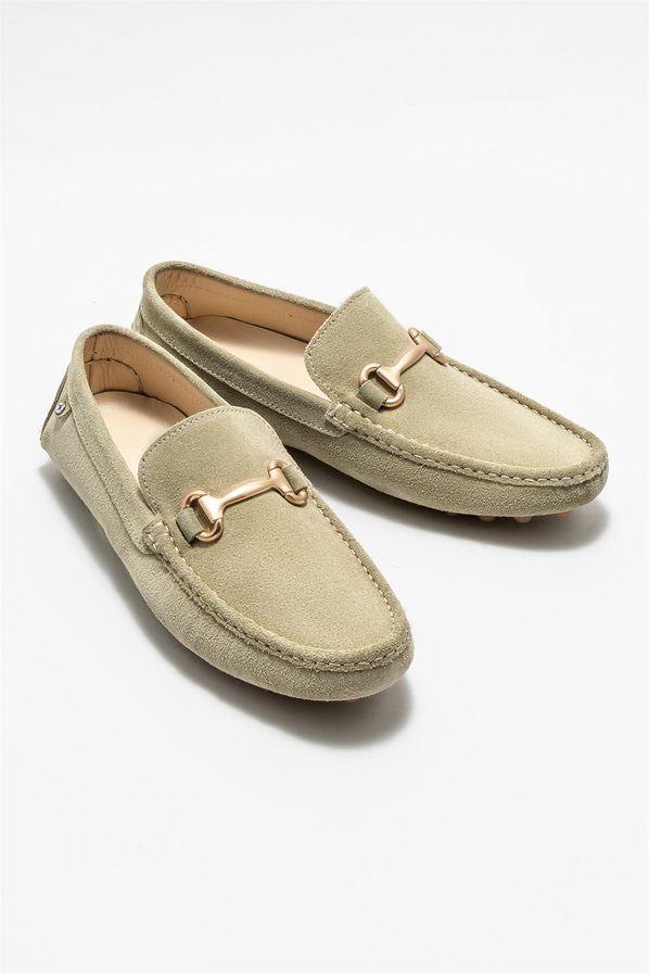 Yeşil deri erkek loafer, günlük kullanım için - Elle Shoes