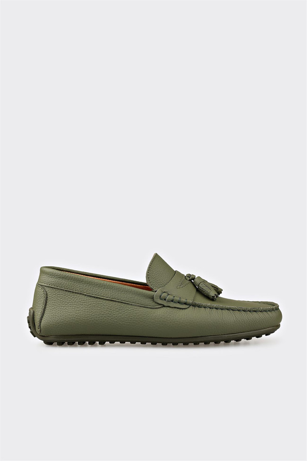 Yeşil deri erkek günlük ayakkabı, günlük kullanım için - Elle Shoes