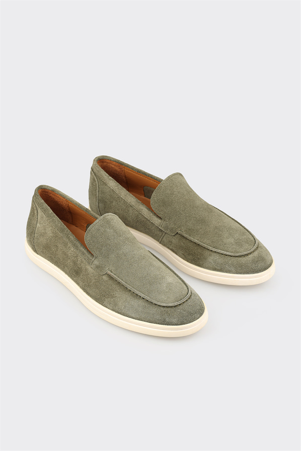 Yeşil deri erkek loafer, günlük kullanım için - Elle Shoes
