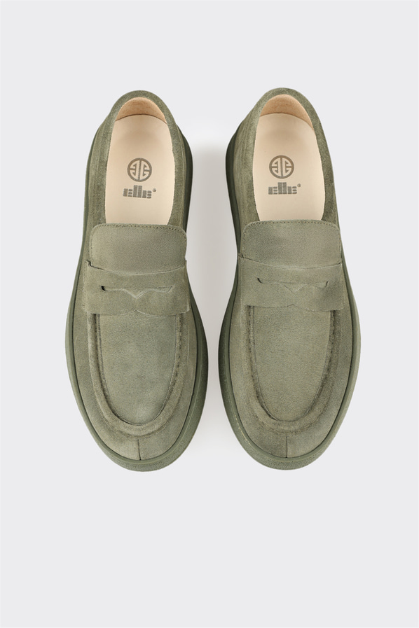 Yeşil deri erkek loafer, günlük kullanım için - Elle Shoes