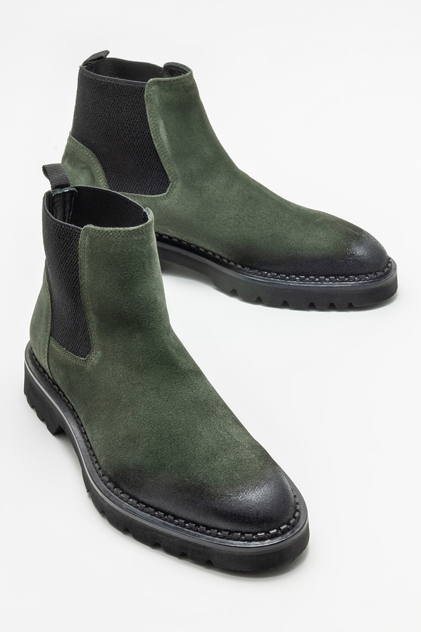 Yeşil deri erkek günlük bot, günlük kullanım için - Elle Shoes