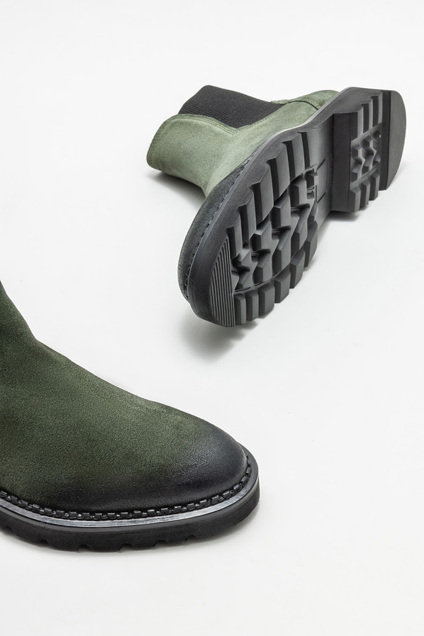 Yeşil deri erkek günlük bot, günlük kullanım için - Elle Shoes