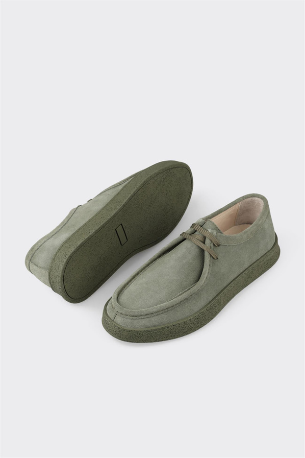 Yeşil deri ve süet erkek spor ayakkabı, rahat kullanım için - Elle Shoes