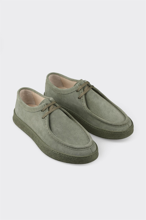 Yeşil deri ve süet erkek spor ayakkabı, rahat kullanım için - Elle Shoes