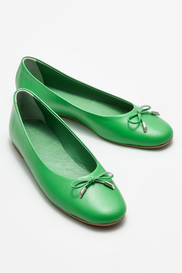Yeşil deri kadın babet - Elle Shoes