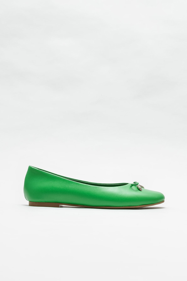 Yeşil deri kadın babet - Elle Shoes