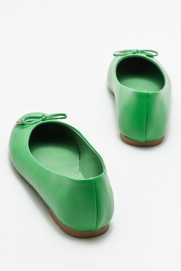 Yeşil deri kadın babet - Elle Shoes