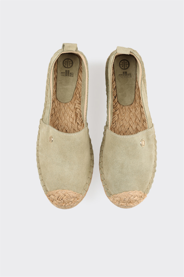 Yeşil deri kadın espadril - Elle Shoes