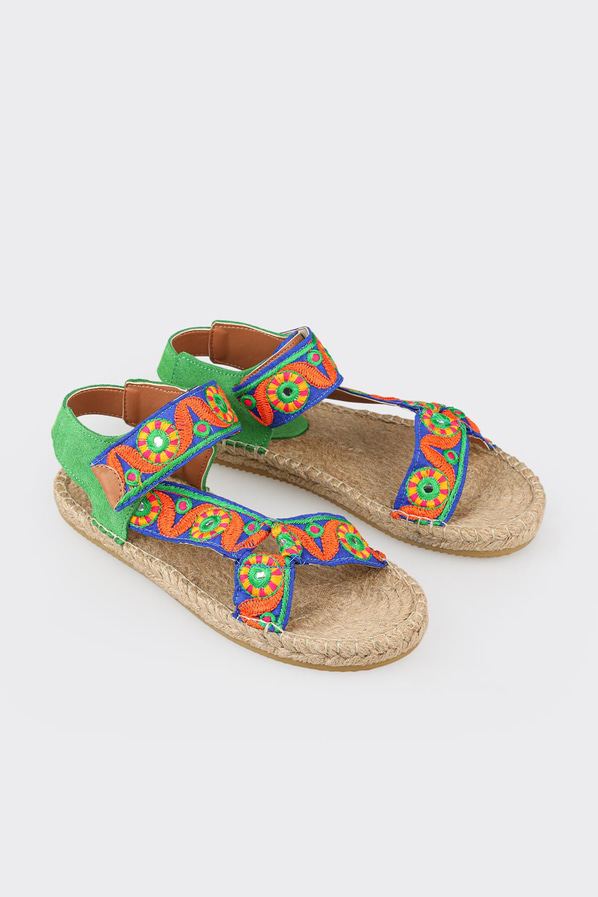 Yeşil deri kadın espadril - Elle Shoes