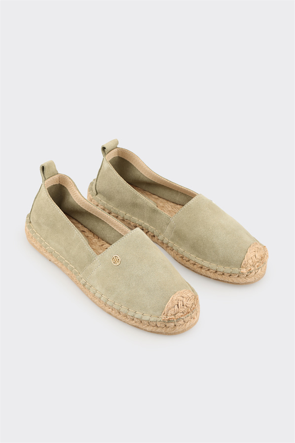 Yeşil deri kadın espadril - Elle Shoes