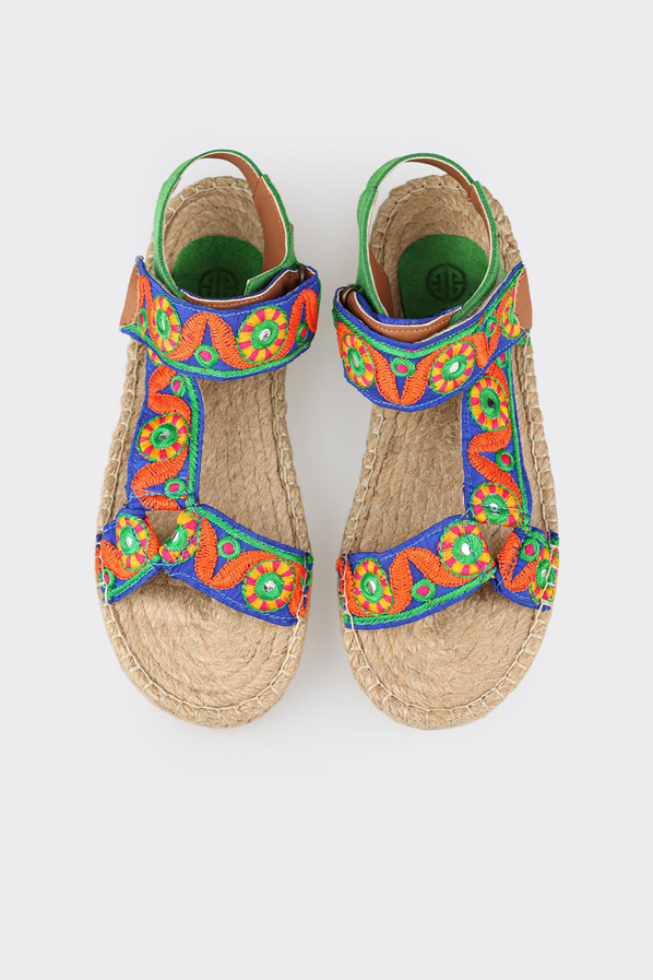 Yeşil deri kadın espadril - Elle Shoes