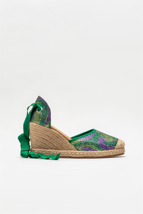 Yeşil deri kadın espadril - Elle Shoes