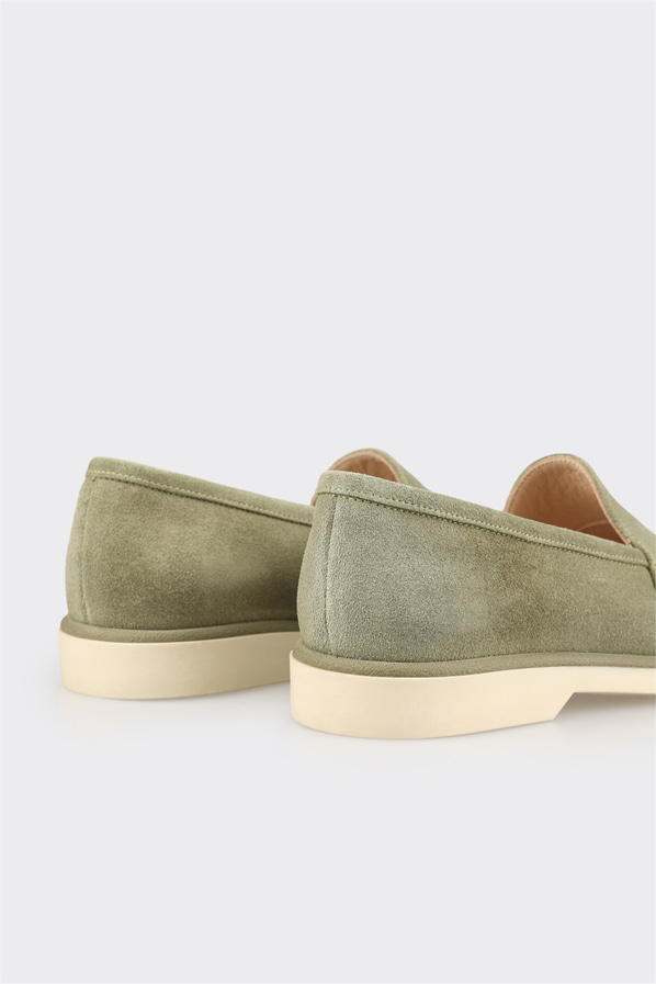 Yeşil deri kadın loafer, günlük kullanım için - Elle Shoes