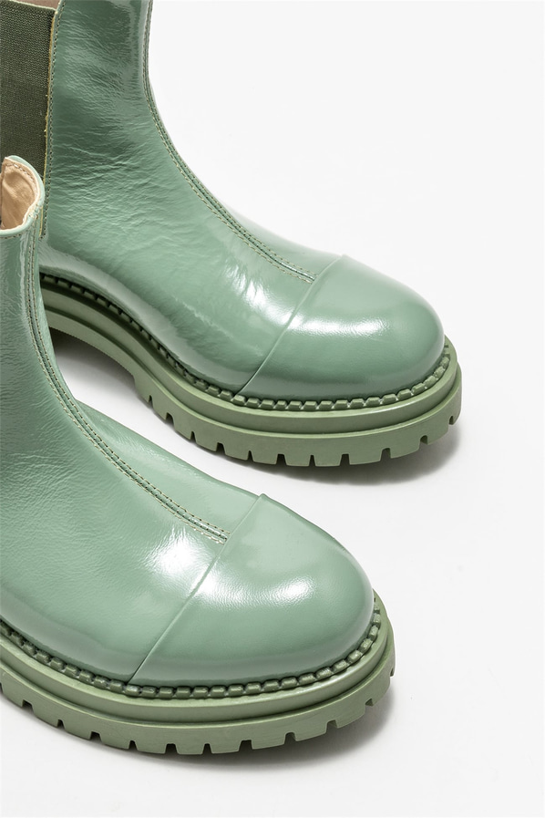 Yeşil deri kadın bot, günlük kullanım için - Elle Shoes