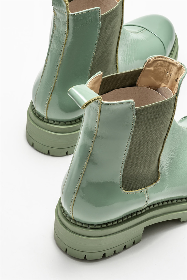 Yeşil deri kadın bot, günlük kullanım için - Elle Shoes
