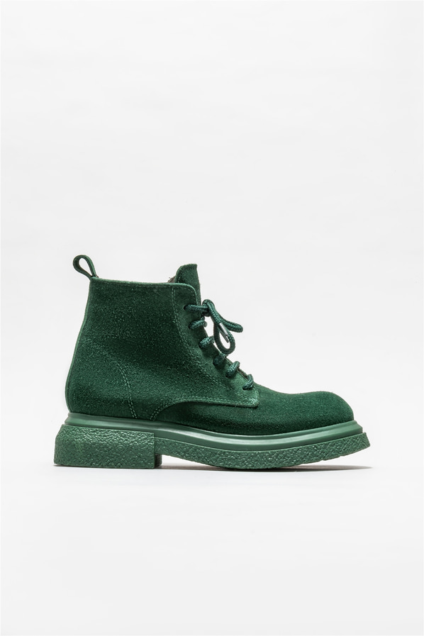 Yeşil deri kadın bot, günlük kullanım için - Elle Shoes