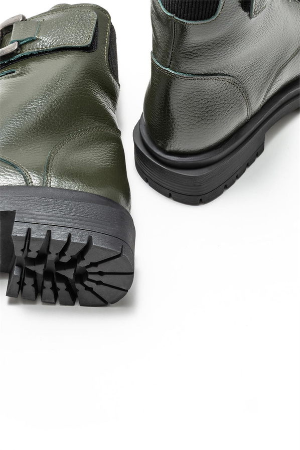 Yeşil deri kadın günlük bot, günlük kullanım için - Elle Shoes
