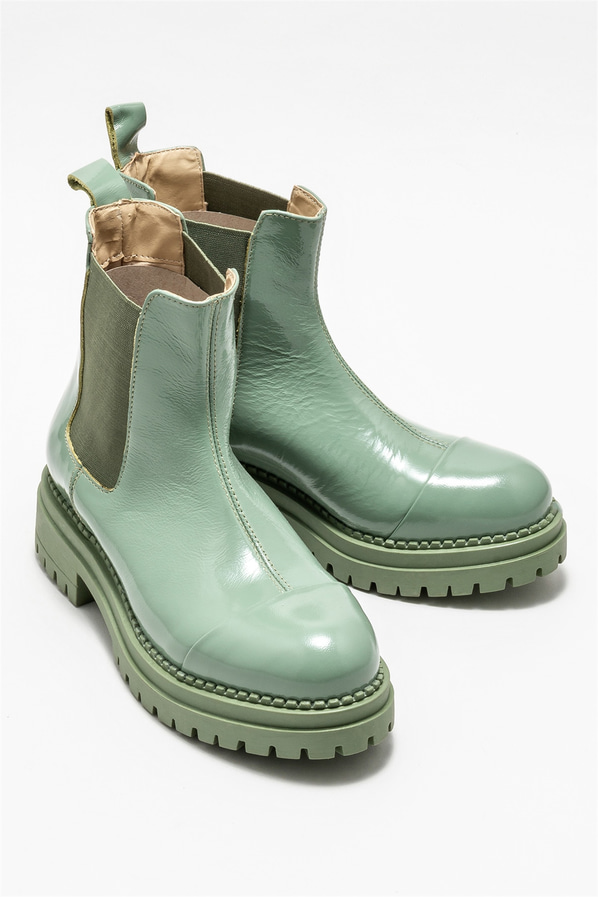 Yeşil deri kadın bot, günlük kullanım için - Elle Shoes