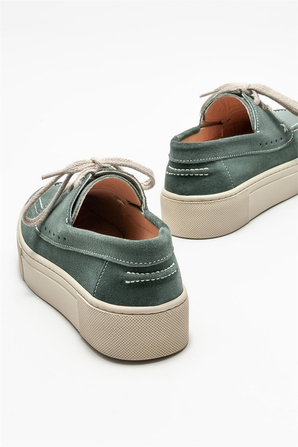 Yeşil deri düz kadın ayakkabı, günlük kullanım için - Elle Shoes