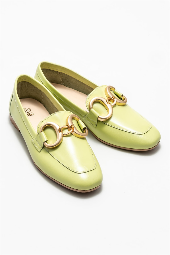 Yeşil deri kadın loafer, klasik stil için - Elle Shoes