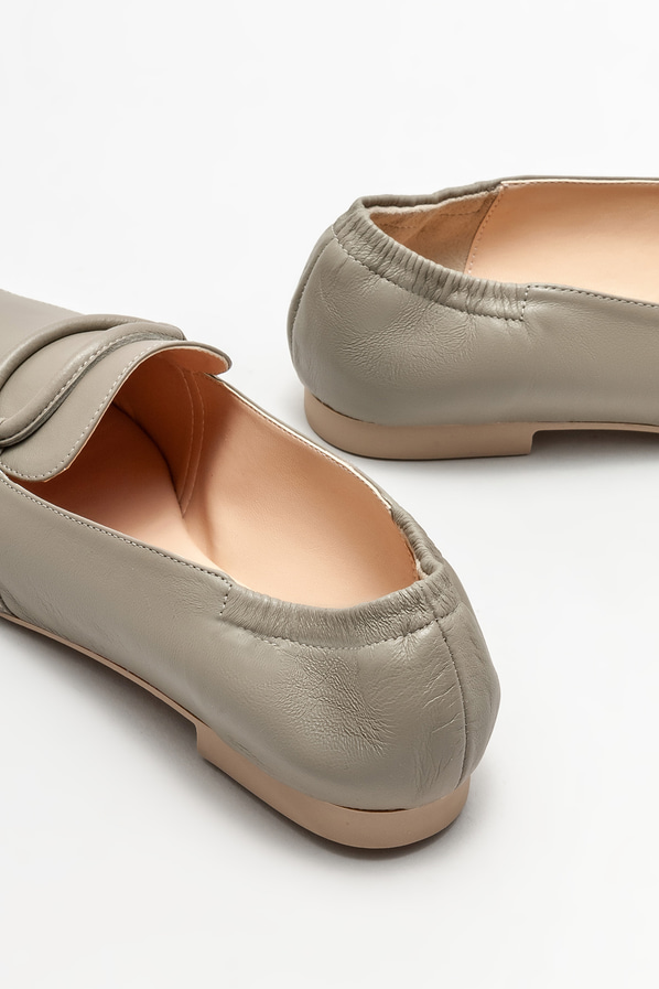 Yeşil deri kadın loafer - Elle Shoes