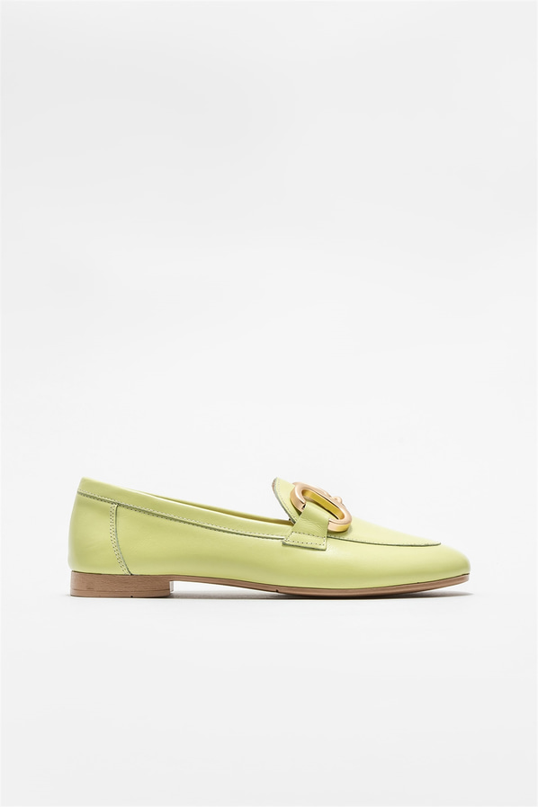 Yeşil deri kadın loafer, klasik stil için - Elle Shoes