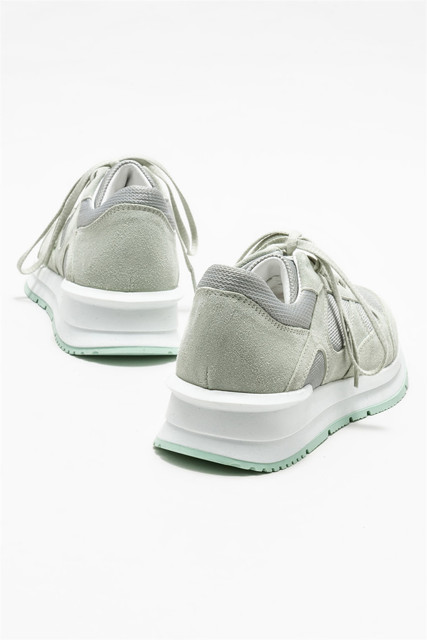 Yeşil deri kadın spor ayakkabı - Elle Shoes