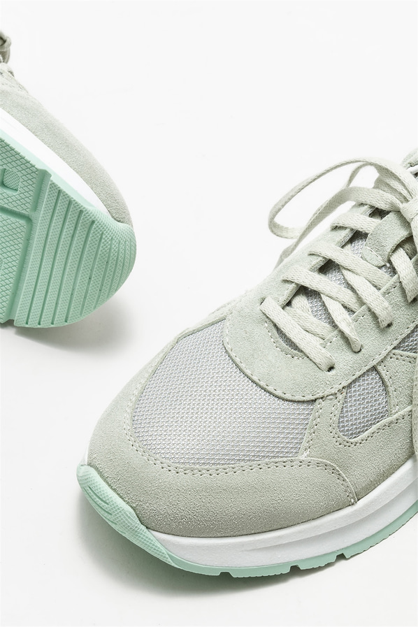 Yeşil deri kadın spor ayakkabı - Elle Shoes