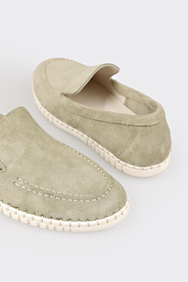 Yeşil deri kadın sneaker - Elle Shoes