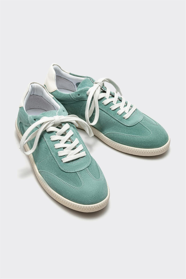 Yeşil deri kadın sneaker - Elle Shoes