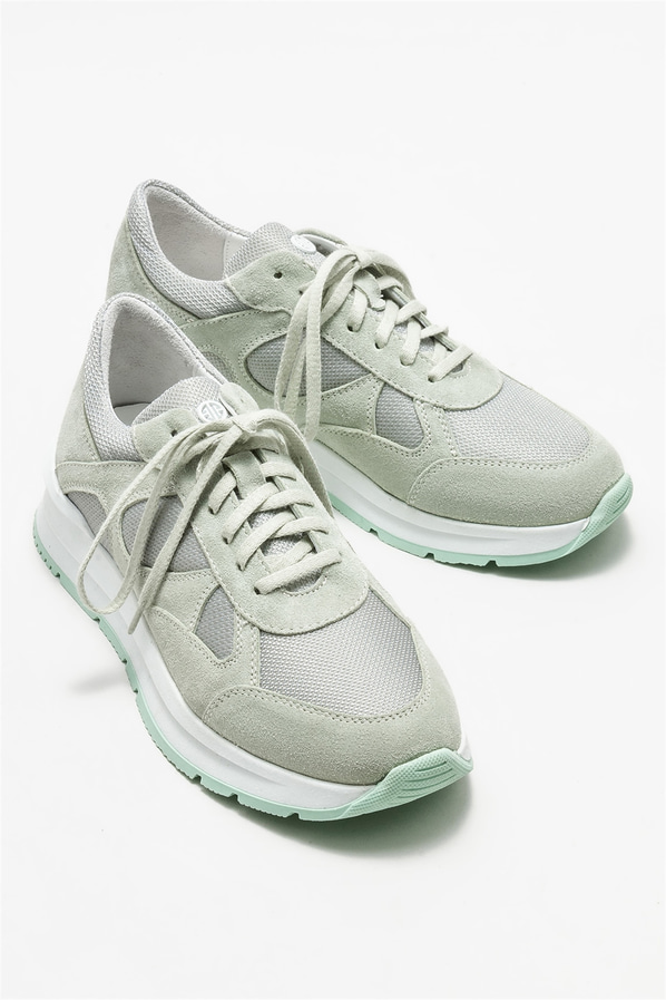 Yeşil deri kadın spor ayakkabı - Elle Shoes