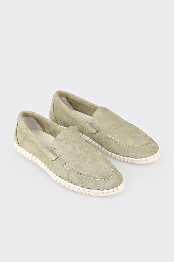 Yeşil deri kadın sneaker - Elle Shoes