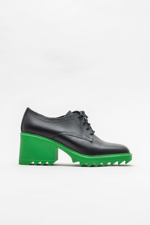 Yeşil deri topuklu kadın ayakkabı - Elle Shoes