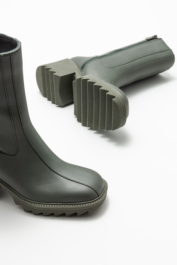 Yeşil deri topuklu kadın chelsea bot - Elle Shoes