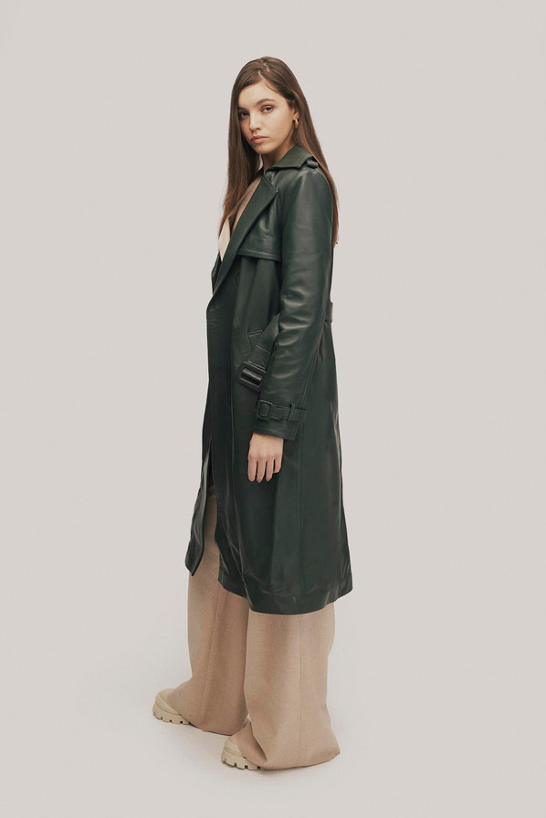 Yeşil deri kadın ceket - Elle Shoes