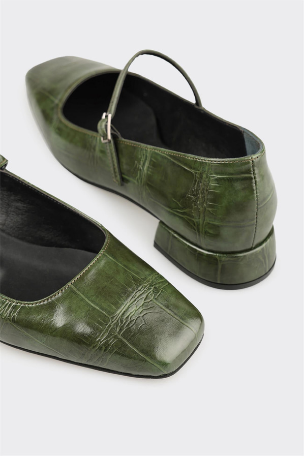 Yeşil kalın topuklu kadın ayakkabı, günlük kullanım için - Elle Shoes