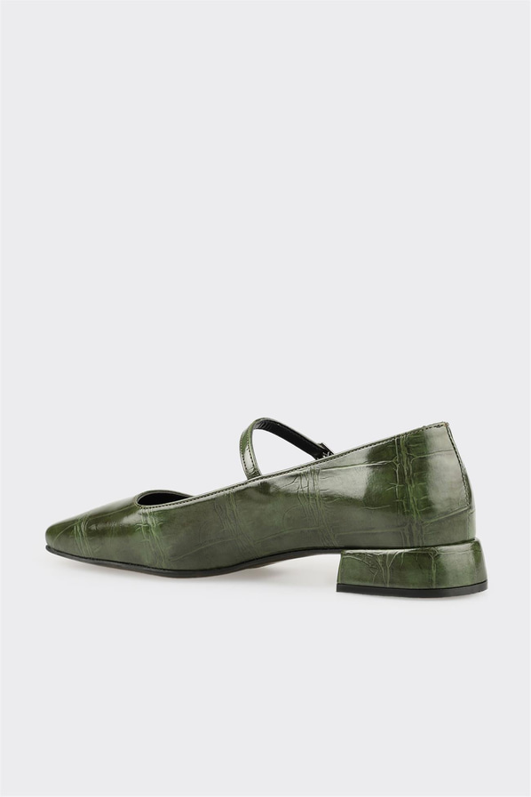 Yeşil kalın topuklu kadın ayakkabı, günlük kullanım için - Elle Shoes