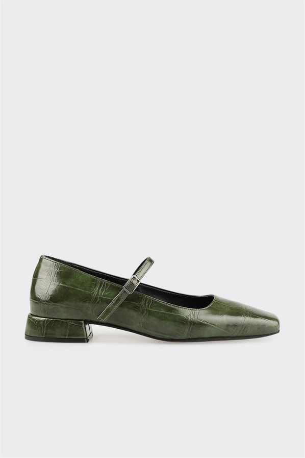 Yeşil kalın topuklu kadın ayakkabı, günlük kullanım için - Elle Shoes
