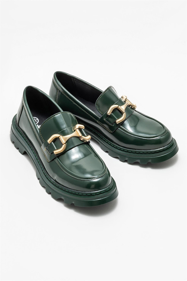 Yeşil kadın loafer - Elle Shoes