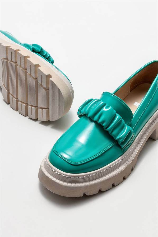 Yeşil kadın loafer - Elle Shoes