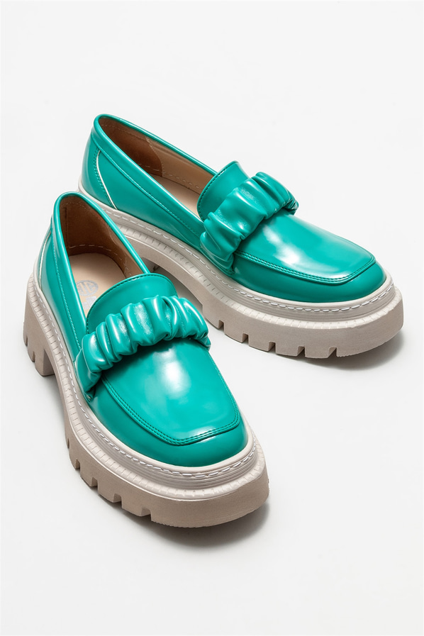 Yeşil kadın loafer - Elle Shoes