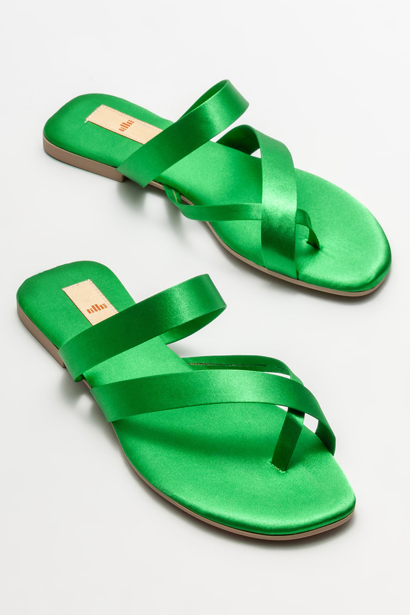 Yeşil kadın terlik - Elle Shoes